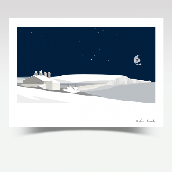 Coastguard Cottages - Moonlight (Print)