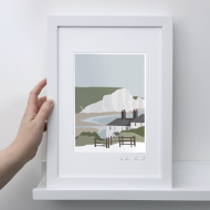 A4 Frame: Coastguard Cottages Seven Sisters Print