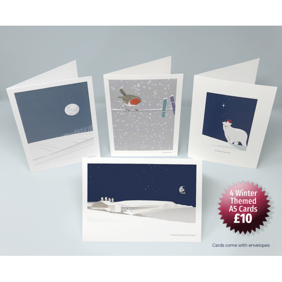 4 Winter Themed Greetings Cards